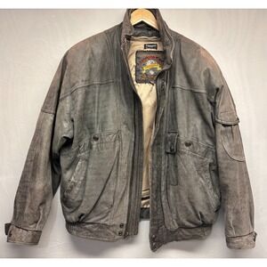 Vintage Adventure Bound Bomber Jacket Men's Lined Full Zip Thinsulate XL Leather